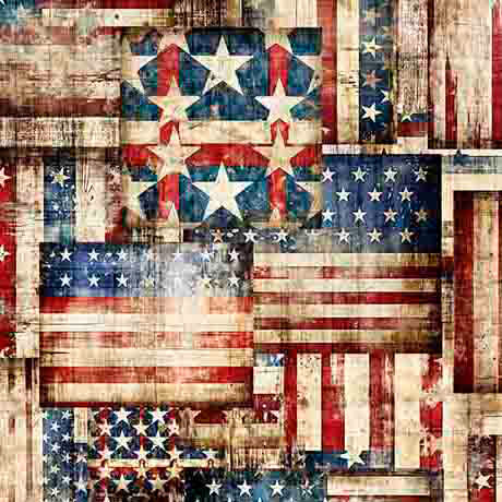 1776 - Flag Patchwork - Red/Navy - Wide