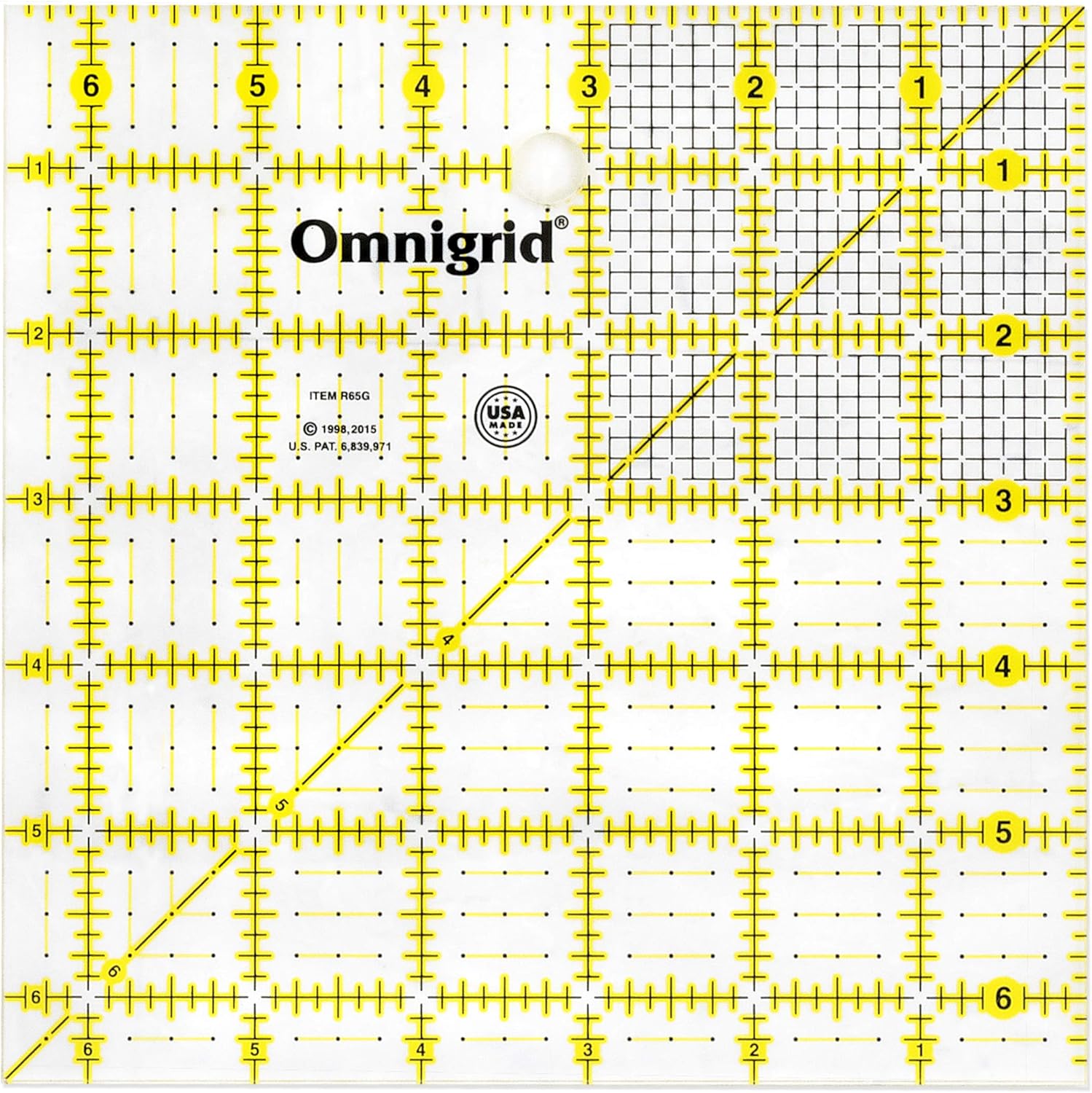 Omnigrip 6-1/2" x 6-1/2" Non-Slip Square Quilting Ruler by Omnigrid